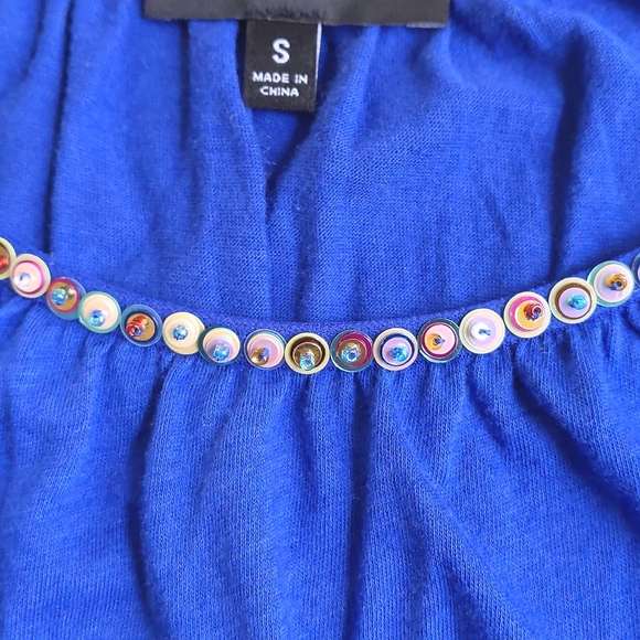 NWOT. Express Cotton Modal Loose Fit Tank Top with colorful sparkling and beads. - Picture 4 of 7